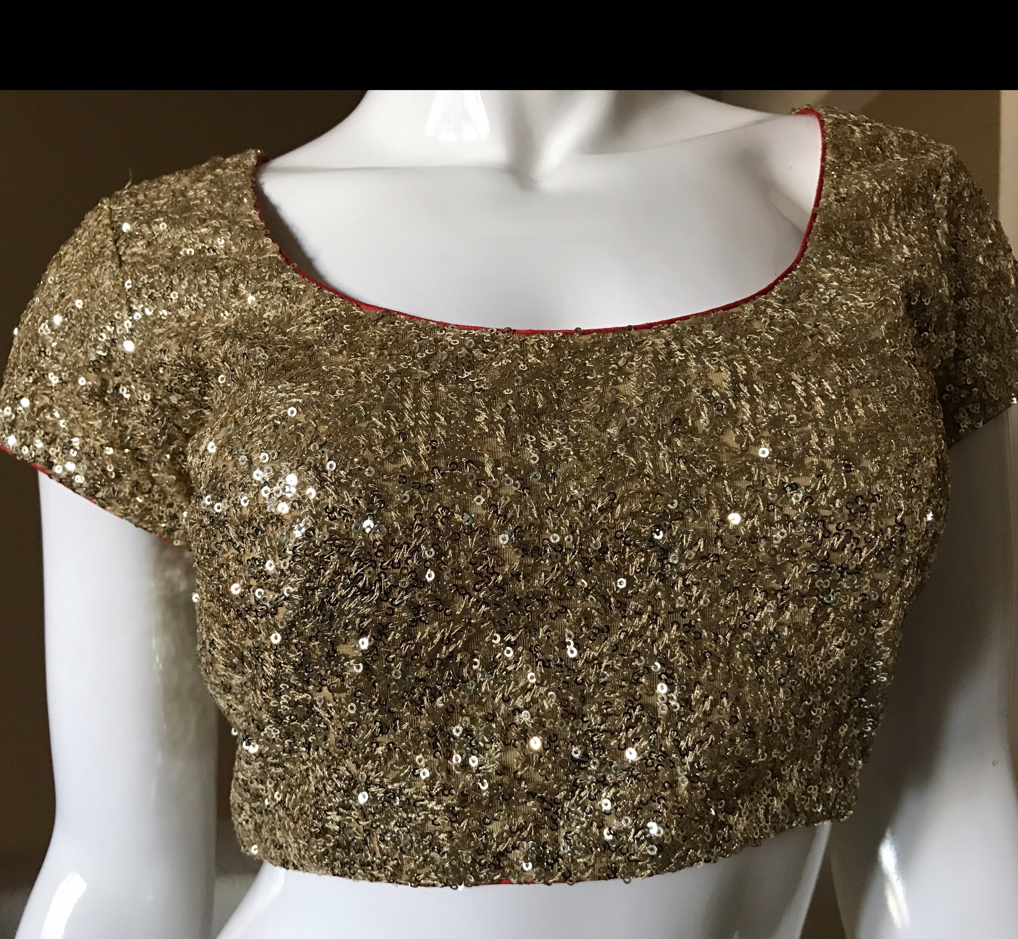 Gold sequins blouse - Red Paisleys